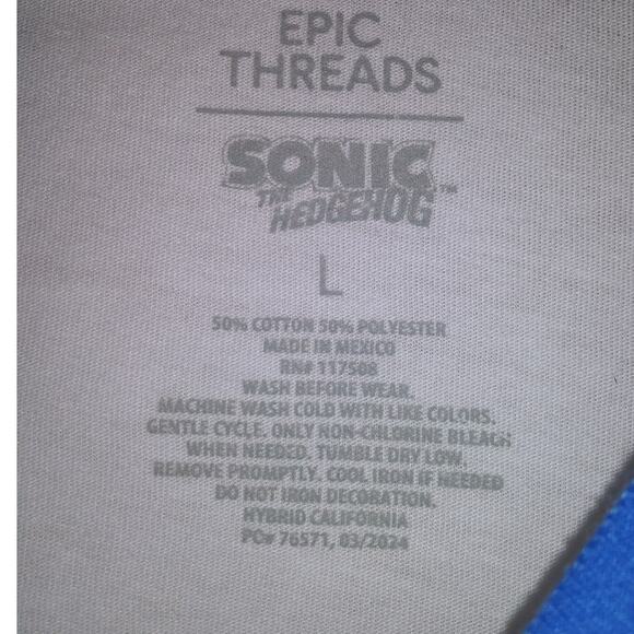 NWT Epic Threads Sonic The Hedgehog T-Shirt White/Blue L - Picture 7 of 8